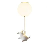 FAZRPIP Suspension Cochon Blanc Lampe Suspendue à tête Unique Lustre Globe créatif Luminaire 1 lumière Luminaire Chambre d'enfant avec Abat-Jour en Acrylique Blanc crème