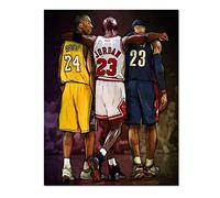 FBART MVP of Basketball Game Poster, Affiche NBA Legends Kobe Bryant, Lebron James & Michael Jordan Pictures, Art Mural Décoration Murale Impression sur Toile, sans Cadre,45×60cm