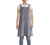 FBBULES Tablier de Coton Lin avec Poche, Tablier de Cuisine Gris | Chef Style Japonais Halter Cross Bandage, Restaurant Café Barbecue Poterie Vêtement de Travail pour Serveuse Femme Homme