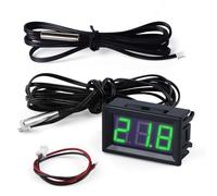 FBBULES Thermomètre Numérique 12V Mini Température Tester avec Sonde étanche Digital Temperature Meter Gauge pour Réfrigérateur Aquarium Congélateurs, mit Fil 1m+3m, Vert