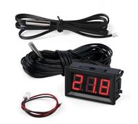FBBULES Thermomètre Numérique 12V Mini Température Tester avec Sonde étanche Digital Temperature Meter Gauge pour Réfrigérateur Aquarium Congélateurs, mit Fil 1m+5m, Rouge