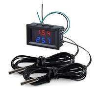FBBULES Thermomètre Numérique à LED mit Fil de 3M Rouge&Bleu | Double Affichage Température Testeur avec 2 Sondes Étanche DC 4-28V Mini Testeur pour Réfrigérateur Aquarium