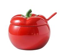 FBHDKJNFG Le bol de sucre en céramique Sucrier en céramique rouge de 400ml avec couvercle et cuillère, porte-sucre for barre de café