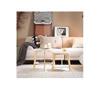 FBT75-W Tables Basses Gigognes Table café Ronde Table d'Appoint Table Basse Ronde Guéridon - Set de 2