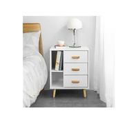 FBT95-W Table d'Appoint Bout de Canapé Table de Chevet Table de Nuit avec 3 tiroirs