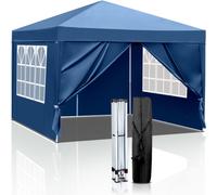 FCH 3 x 3m Pop Up Pavillon Pliable Tente de jardin étanche, protection UV 50+ Pavillons & Tentes de réception Tente de réception avec 4 côtés pour camping / jardin / mariage / plage,Bleu