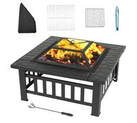 FCH Foyer 82 x 82 x 52CM avec grille & pince à griller Bac à feu,3in1 Multifonctional Fire Pit pour chauffage/barbecue, jardin terrasse