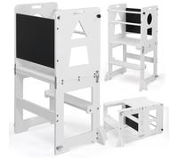 FCH Tour d'Apprentissage Pour Enfants, Tour d'Apprentissage Montessori, 45 × 35 × 88cm, Bois de Sapin + Panneau Multi-couches,Blanc