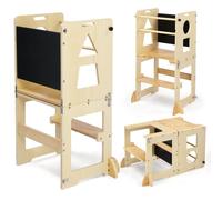 FCH Tour d'Apprentissage Pour Enfants, Tour d'Apprentissage Montessori, 45 × 35 × 88cm, bois d'épicéa + panneau multi-couches, couleur bois