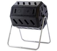 FCMP Outdoor IM4000 Composteur à Double Chambre fabriqué au Canada 100% résine recy bac à Compost Rotatif pour Jardin, Cuisine et déchets de Cour Noir Résine 100% recy