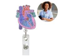 Fc'Noqgn Porte-Carte d'identité Coeur Rouleau rétractable ID Clip Anatomie drôle Infirmière Porte Tag Pédiatrie Soins Infirmiers Badge Clips pour médecin étudiant Enseignant Bureau Clinique