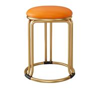FCZVWPR Chaises De Salle À Manger, Tabourets De Cuisine Empilables, Chaise D'appoint À Structure en Métal, Petit Tabouret Rond, Portable, Robuste, for Les Petits(Orange,Gold Chair Legs)