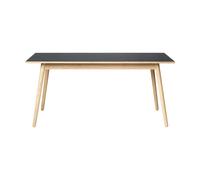 FDB Møbler Table à manger C35B 82x160 cm Linoléum noir - chêne naturel. vernis à base d’eau