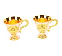 Fdit 2 Pièces Gobelets à Vin Paon Vintage en Métal émaillé Tasses de Communion de Style Antique avec Poignées Incurvées Base Lestée pour les Cérémonies Affichage Décoratif de la Maison