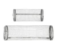 Fdit 2 Pièces Panier de Barbecue Filet Tube Baril Ouvert Cage en Acier Inoxydable Crochet Extérieur Panier D'épicerie Crochet Suspendu Grille Conception Paniers de Gril pour Barbecue