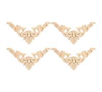 Fdit 4 pcs en Bois Non Peint Sculpté Coin Onlay Applique Cadre Meubles Décor À La Maison Décoratif en Bois Sculpté Onlay Applique Porte Décor Style Européen Applique(#2)