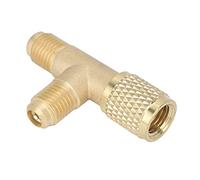 Fdit Adaptateur en T de Noyau de Valve, Adaptateur de Pompe à Vide en T D'accès à Coupleur Rapide en Laiton avec FFL évasé SAE Femelle pour Manomètre à Vide R22 R12 R134