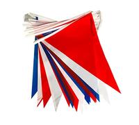 Fdit Bannière Fanion Patriotique Guirlande Rouge Blanc Bleu 18 M Long | Lot de 50 en Tissu Nylon, Imperméable pour Fête en Extérieur, Décoration du 4 Juillet