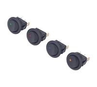 Fdit Black 12-V Round Company Commutateur avec des Contacts en Cuivre argenté pour les Appareils électroménagers 4 Set de 4