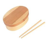 Fdit Boîte à Sushi en Bois Boîte à à Déjeuner Récipient en Bois Naturel avec Baguettes de Séparation Sous-grille et Sangle pour étudiants Bureau Déjeuner Stockage des Aliments