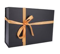 Fdit Boîte Cadeau Noire Grande avec Fermeture Magnétique, Pliable Pré-assemblée, 35x25x10.3 Cm, pour Cadeaux de Saint-Valentin