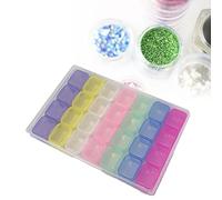 Fdit Boîte de Rangement pour Pointes D'ongles, Boîte de Rangement pour Ongles, 28 Grilles, Conteneur de Perles en PP Transparent avec Couvercle séparé pour Pointes D'ongles, (28 grilles colorées)
