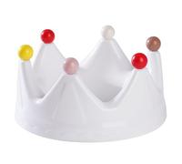 Fdit Bol à Fruits en Forme de Couronne, Plateau à Collation en Plastique avec 26 Fourchettes à Billes Colorées, Plat de Service de Fête de 20x10,8 Cm pour Table Basse du Salon ou thé (WHITE)