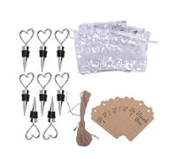 Fdit Bouchons de Bouteille de Vin en Forme de Cœur, Ensemble Durable pour les Célébrations, Cadeaux de Fête Polyvalents avec Sacs à Cordon et étiquettes, 8 Pièces
