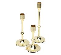 Fdit Bougeoirs Coniques en Métal élégants, 3 Pièces, Design Vintage, Idéal pour Les Mariages et Les Dîners Romantiques, Matériau en Acier (Gold)