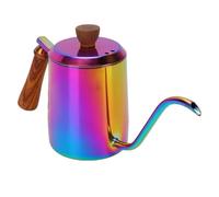 Fdit Bouilloire en Acier Inoxydable à Col de Cygne 600ml, Bec Verseur Col de Cygne et Poignée en Bois, pour café Filtre et thé