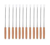 Fdit Brochettes de Barbecue, Fourchette en Acier Inoxydable avec Manche en Bois pour Barbecue en Plein Air, Aiguille de Kabob de Viande de 24cm de Longueur 12 Pièces
