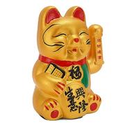 Fdit Chat Porte-Bonheur alimenté par Batterie doré, Agitant la Main, Chat Porte-Bonheur, Décor en Céramique avec Vernis coloré pour la Maison, Le Bureau, Le Restaurant, (9 Pouces)