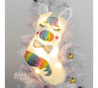 Fdit Chaussette de Noël avec Lumières 44x22cm, Chaussettes de Père Noël à Paillettes Non Tissées, pour Cadeaux de Vacances