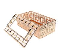 Fdit Couvercle de Boîte à Mouchoirs en Cristal, Récipient Métallique Rectangulaire à Dessus Rabattable (Style B en Or français)