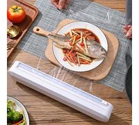 Fdit Distributeur de Film Alimentaire -Film Alimentaire Distributeur de Plastique Rechargeable Bouton de Coulissant pour Plastique Feuille D'aluminium Papier ciré avec 8