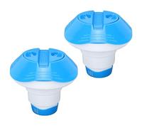 Fdit Distributeur Flottant de Piscine pour Comprimés de Chlore, Paquet de 2 Flotteurs Chimiques à Débit Réglable, Accessoire de Piscine en Plastique Anti-Fissure pour Spa et