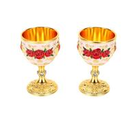 Fdit Dorée Rouge, 2 Pièces Style Palais émaillé avec Rose Gemme, pour Décoration de Table (PINK)