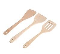 Fdit Ensemble de 3 Spatules en Bois, Ustensiles de Cuisine écologiques et Non Peints, Danger pour les Poêles Antiadhésives, avec Manche Confortable et Faciles à nettoyer.