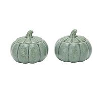 Fdit Ensemble de Boîtes de Feuilles de thé en Forme de Citrouille, 2 Pièces, Récipient Alimentaire scellé pour le Stockage dans la Cuisine, Céramique Verte 50ml