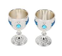 Fdit Ensemble de Gobelets Médiévaux en Métal de 2 Tasses à Vin Rose Gravées avec des Accents de Bijoux en émail Décor à la Maison Vintage