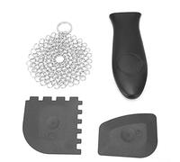 Fdit Épurateur de Cotte de Mailles en Acier Inoxydable, Nettoyant en Fonte Robuste avec Grattoir denté pour Casseroles, Poêles, Ustensiles de Cuisine, Kit de Nettoyage de Cuisine