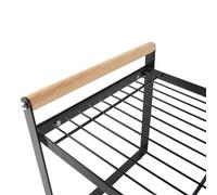 Fdit Étagère de Rangement 2 Niveaux avec Structure en Bois et Fil de Fer pour Comptoir Bols et épices (grand noir)