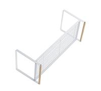 Fdit Étagère de Rangement 2 Niveaux avec Structure en Bois et Fil de Fer pour Comptoir Bols et épices (petit blanc)