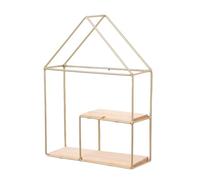 Fdit Étagère Murale Bois et Fer Dorée, Cabine Double Couche | Finition soignée sans odeur, Fixation par vis sans jeu, Supporte réveils et plantes