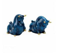 Fdit Figurines d'animaux Modernes de Décoration de Taureau, pour Investisseurs, Salon et Bureau, Ensemble de 2 Pièces (Couleur du Bois)