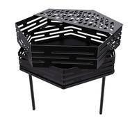 Fdit Foyer, Foyer Hexagonal en Acier au Carbone, de Camping en Plein Air avec Grille de Cuisson pour Patio, Camping, Jardin, Pique-Nique, Barbecue