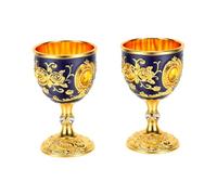 Fdit Gobelet Médiéval Vintage avec émail sculpté de Roses 3D et Accents de Bijoux à Vin en Métal Antique pour Fête de Mariage, Anniversaire, Cadeau de Couple (BLUE)