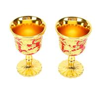 Fdit Gobelet Vintage 2 Pièces, Tasse à Vin en Métal à Motif de Vigne en Relief avec Poignée pour Pièce Maîtresse de Table de Fête de Mariage, Hauteur 7x3,3 Cm (rouge)