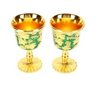 Fdit Gobelet Vintage 2 Pièces, Tasse à Vin en Métal à Motif de Vigne en Relief avec Poignée pour Pièce Maîtresse de Table de Fête de Mariage, Hauteur 7x3,3 Cm (GREEN)