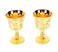 Fdit Gobelets à Vin en Métal Vintage, 2 Pièces, Gobelets Rétro en Relief avec Base Antidérapante, pour Fête de Mariage, Décoration de la Maison (WHITE)